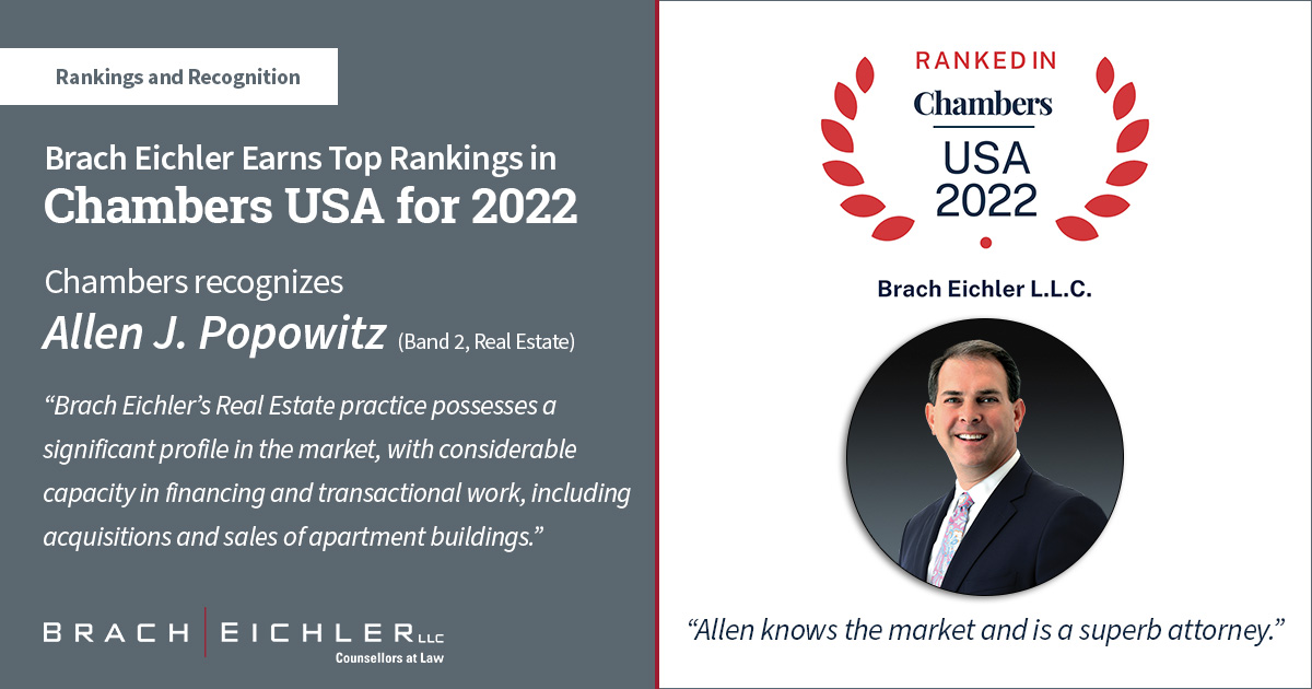 Chambers Recognizes Allen J. Popowitz - Band 2, Real Estate 2022