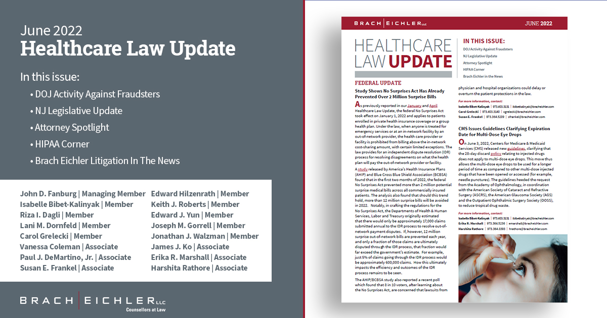 Healthcare Law Update - June 2022 - Brach Eichler