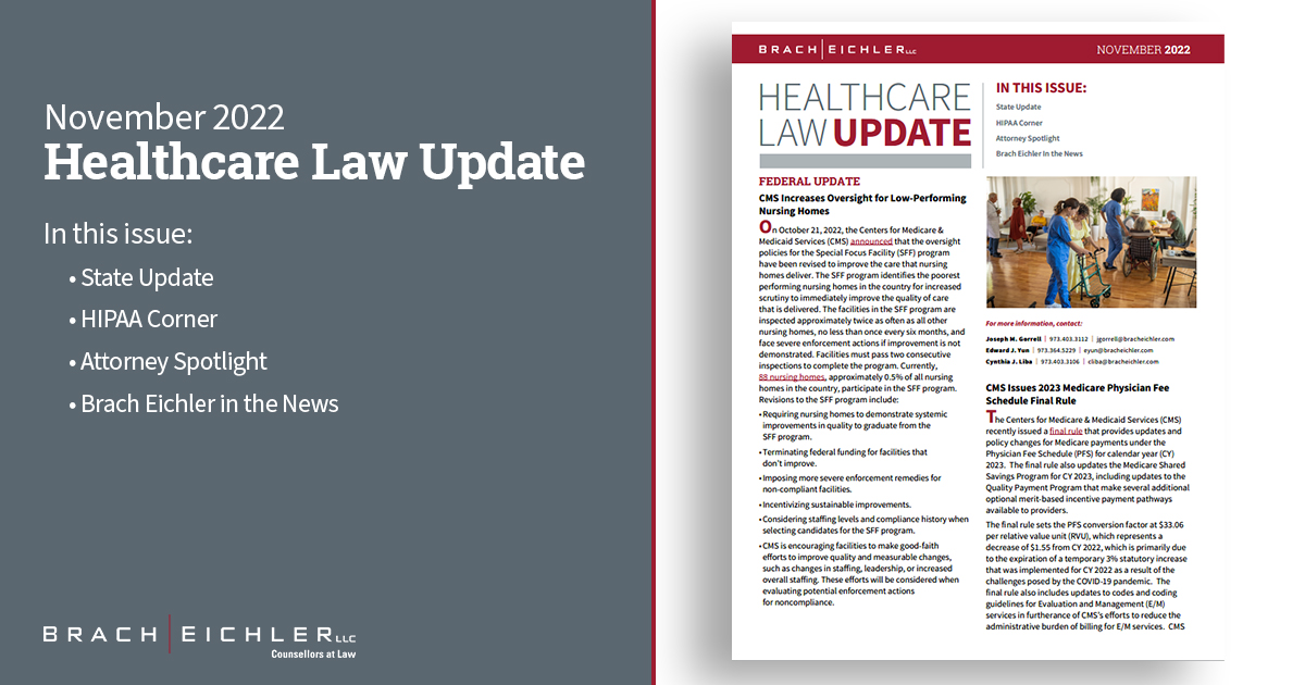 Healthcare Law Update - November 2022 - Brach Eichler