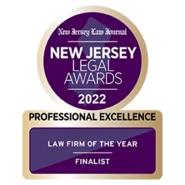 New Jersey Legal Awards 2022 Professional Excellence Law Firm Finalist Award Badge