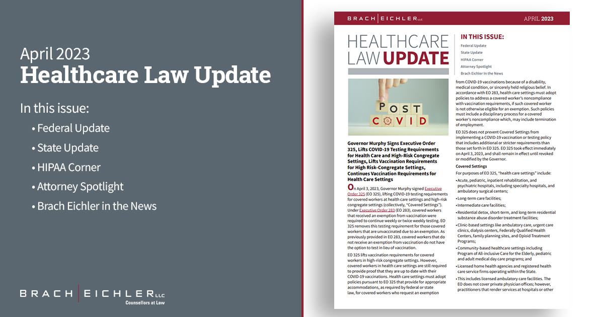 Healthcare Law Update - April 2023 - Brach Eichler