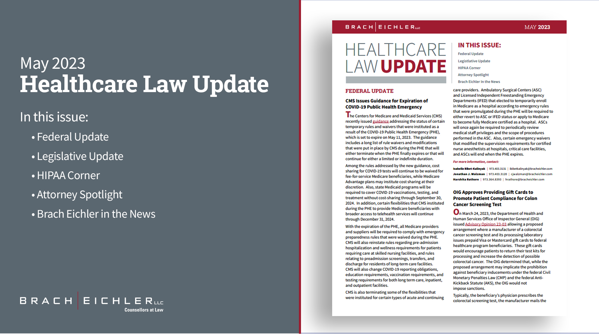 Healthcare law Update - May 2023 - Brach Eichler