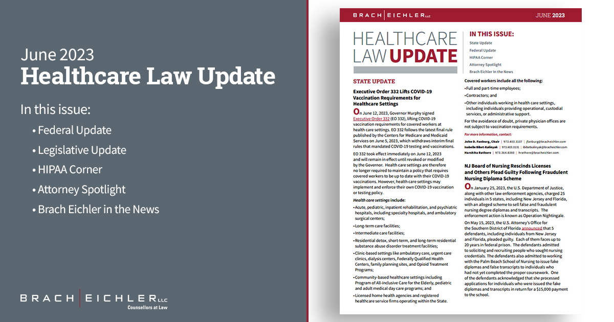 Healthcare law Update - June 2023 - Brach Eichler