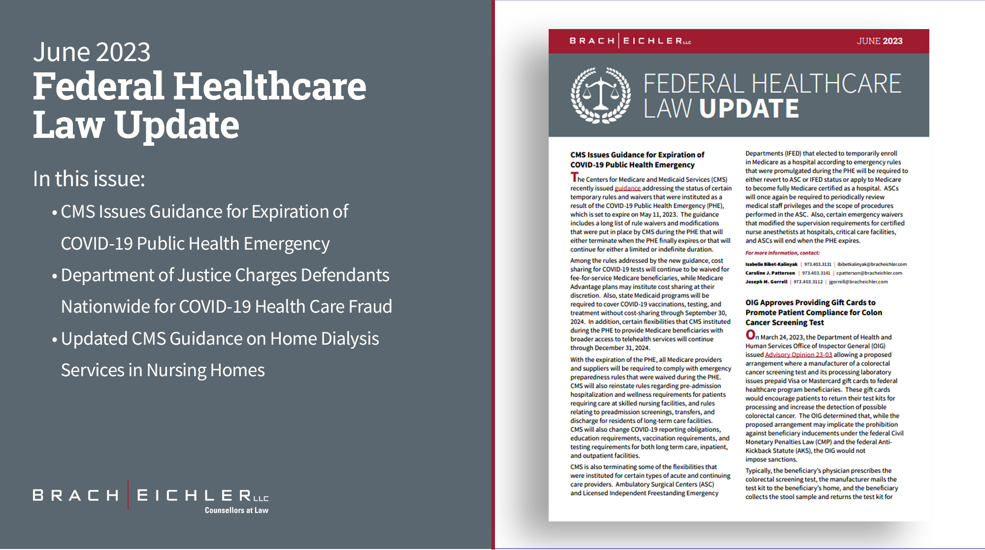 Federal Healthcare law Update - June 2023 - Brach Eichler