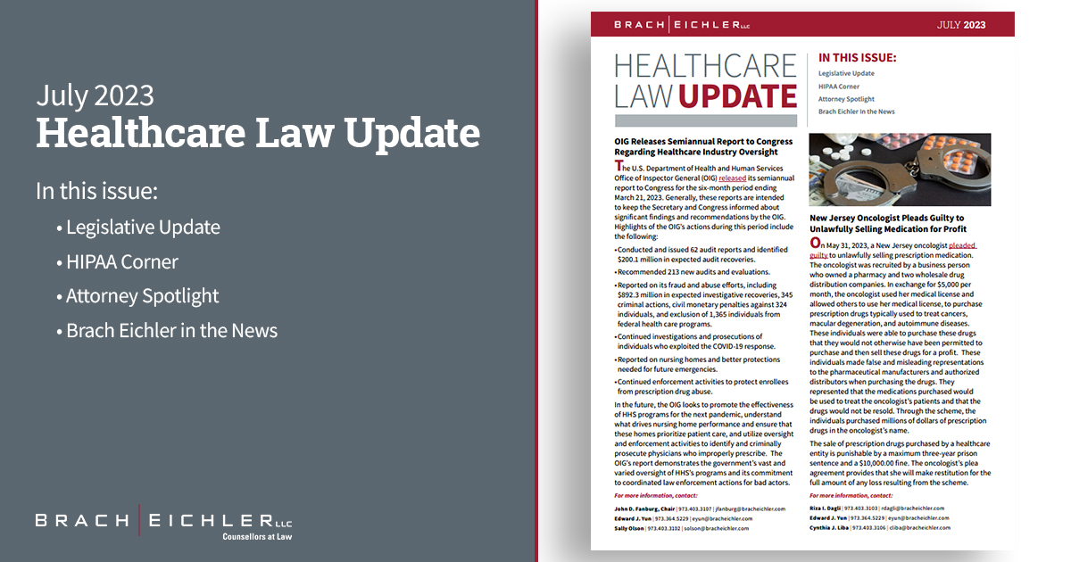 Healthcare Law Update - July 2023 - Brach Eichler