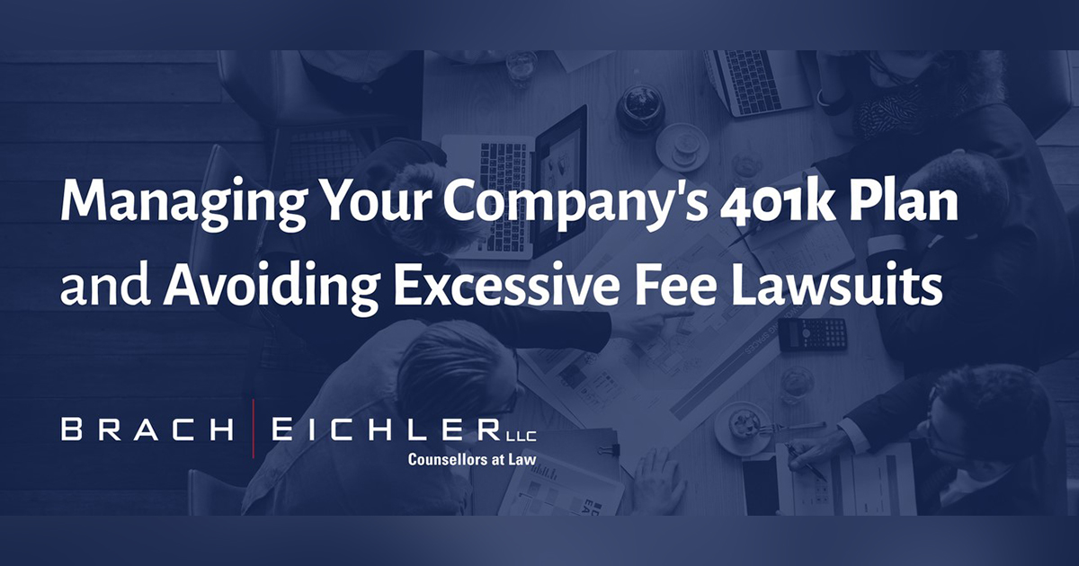 Managing Your Company’s 401k Plan and Avoiding Excessive Fee Lawsuits - Jay Sabin