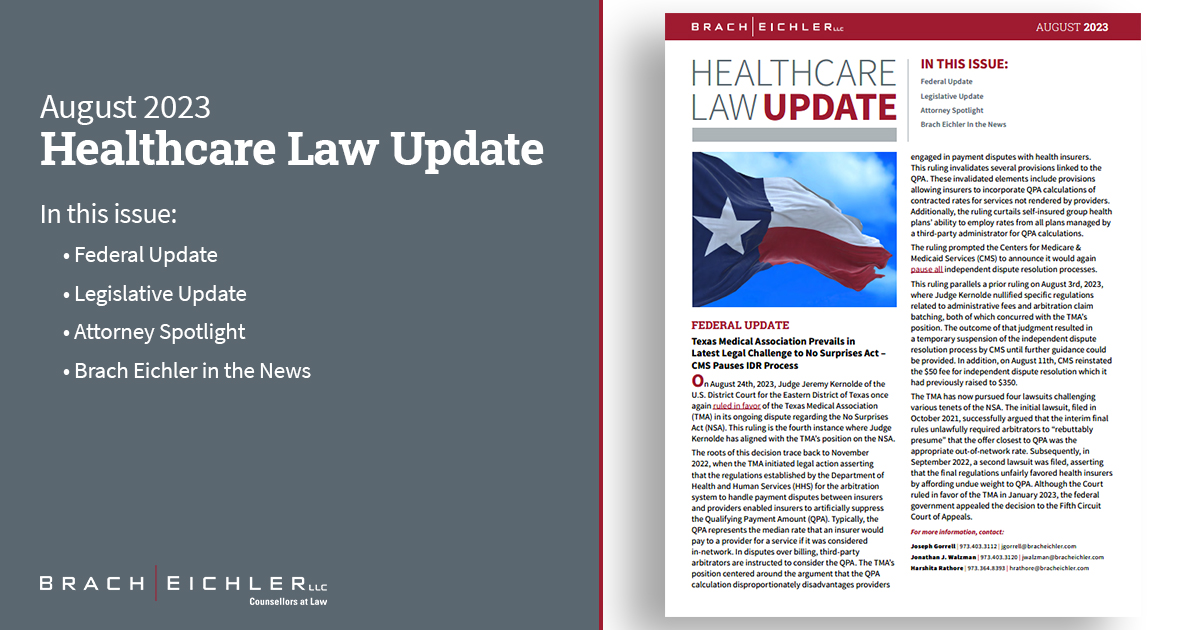 Healthcare Law Update - August 2023 - Brach Eichler