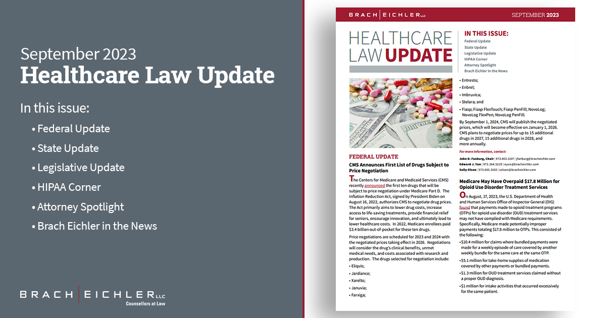 Healthcare Law Update - September 2023 - Brach Eichler