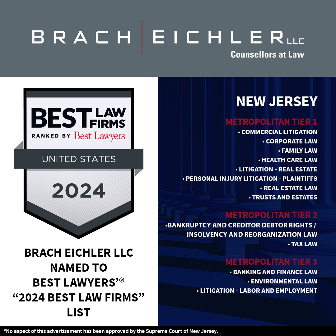 Brach Eichler has once again been recognized by Best Lawyers on their "2024 Best Law Firms®" list! Our dedicated