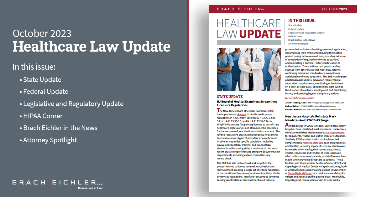 Healthcare law Update - September 2023 - Brach Eichler