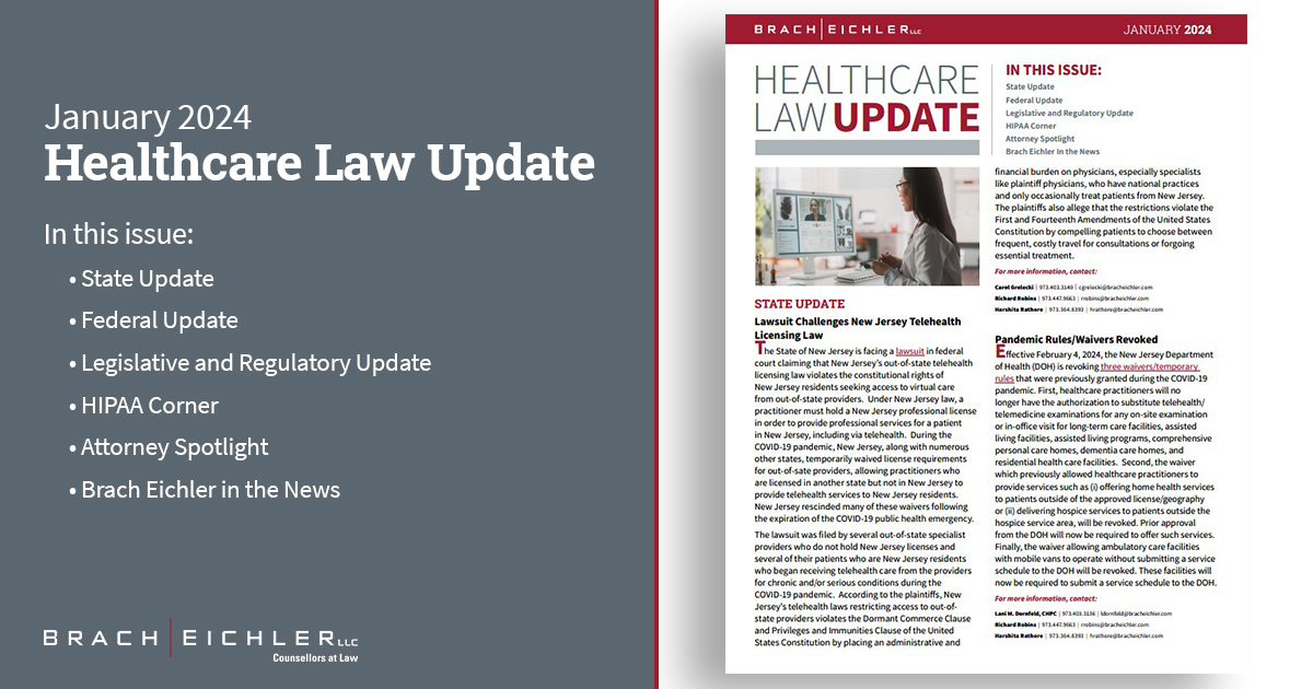Healthcare Law Update - January 2024 - Brach Eichler