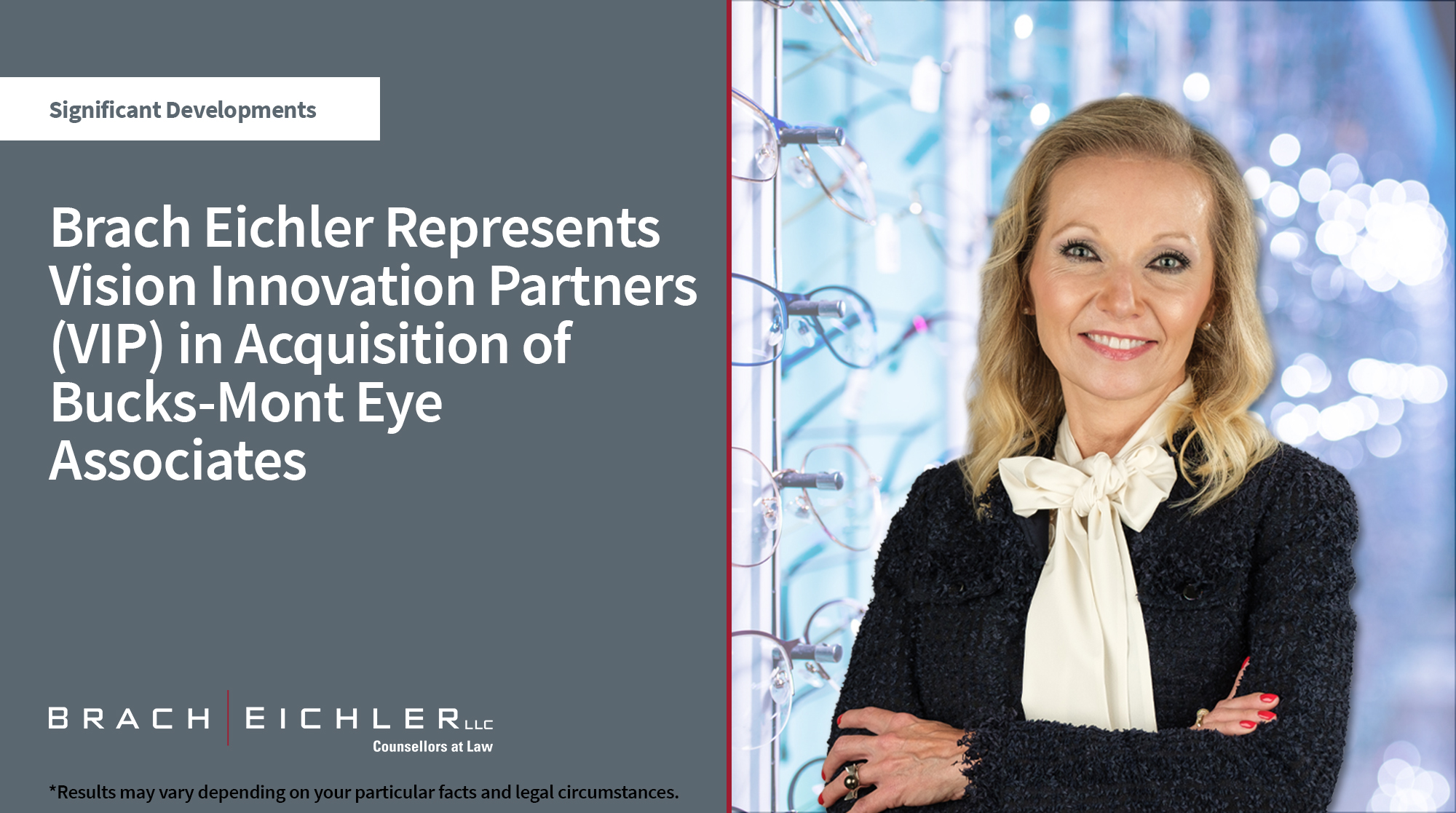 Brach Eichler Represents Bucks-Mont Eye Associates in its M&A Transaction with Vision Innovation Partners (VIP) - Brach Eichler