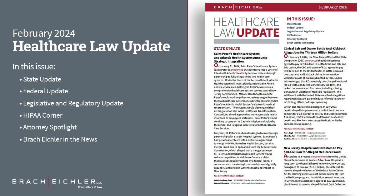 Healthcare Law Update - February 2024 - Brach Eichler