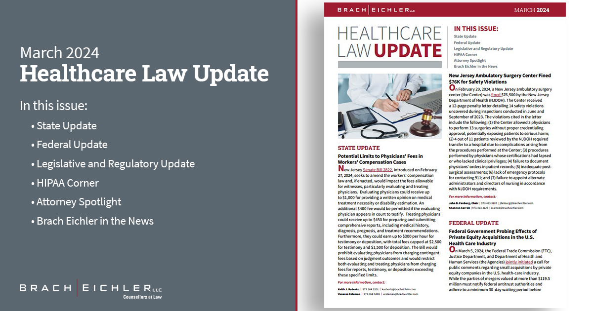 Healthcare Law Update - March 2024 - Brach Eichler