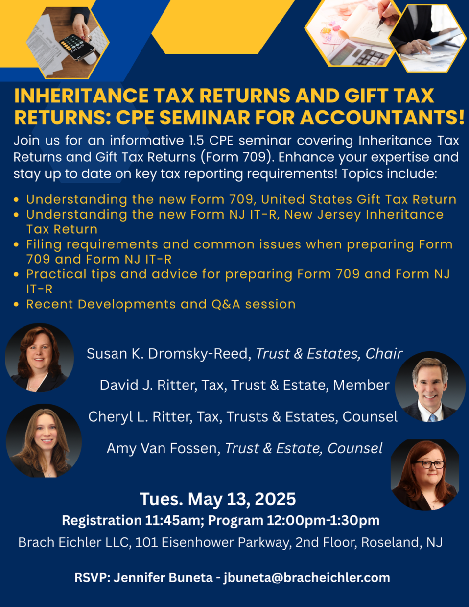 Inheritance Tax Returns and Gift Tax Returns: CPE Seminar for Accountants – May 13, 2025 - Brach Eichler