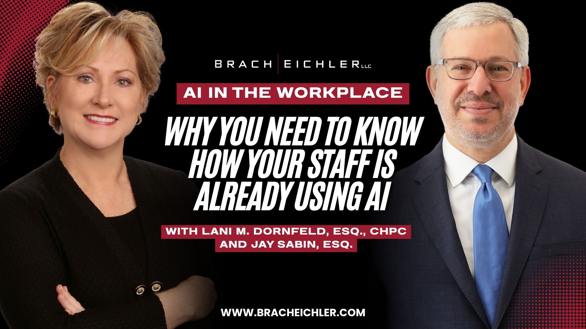 AI In the Workplace: Why You Need To Know How Your Staff Is Already Using AI w/Lani M. Dornfeld, Esq., CHPC and Jay Sabin, Esq. - Brach Eichler