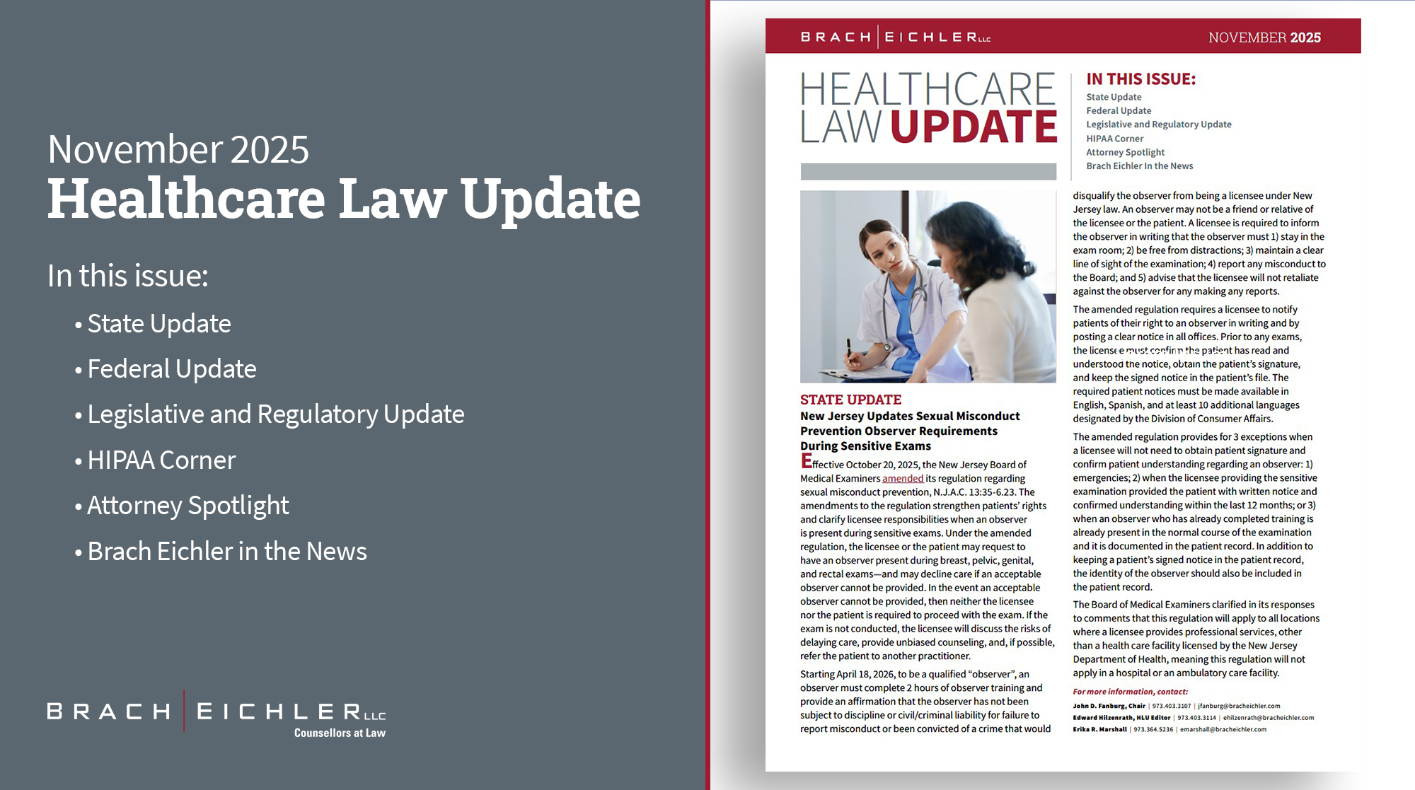 Healthcare Law Update - November 2025 - Brach Eichler