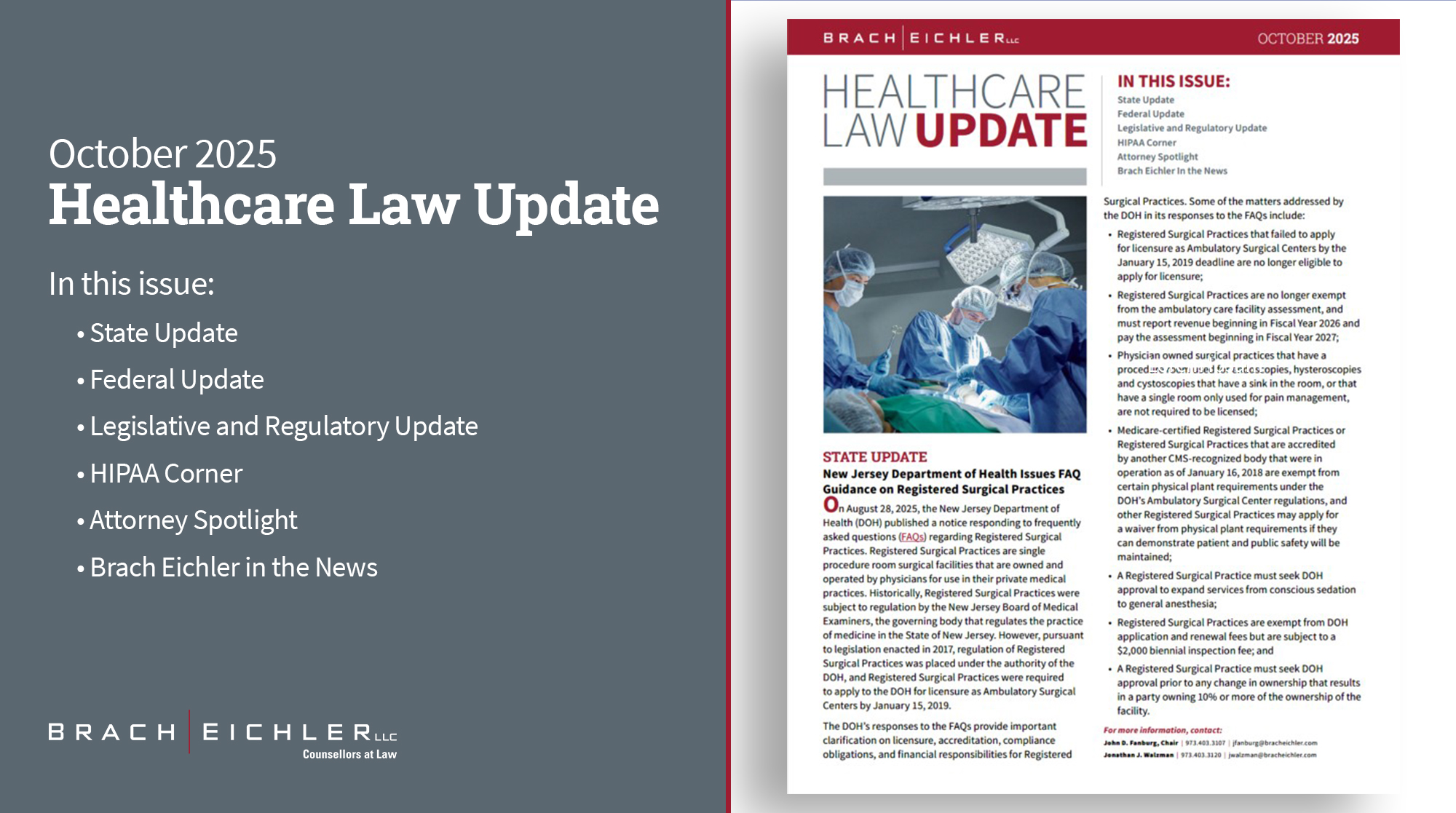 Healthcare Law Update - October 2025 - Brach Eichler