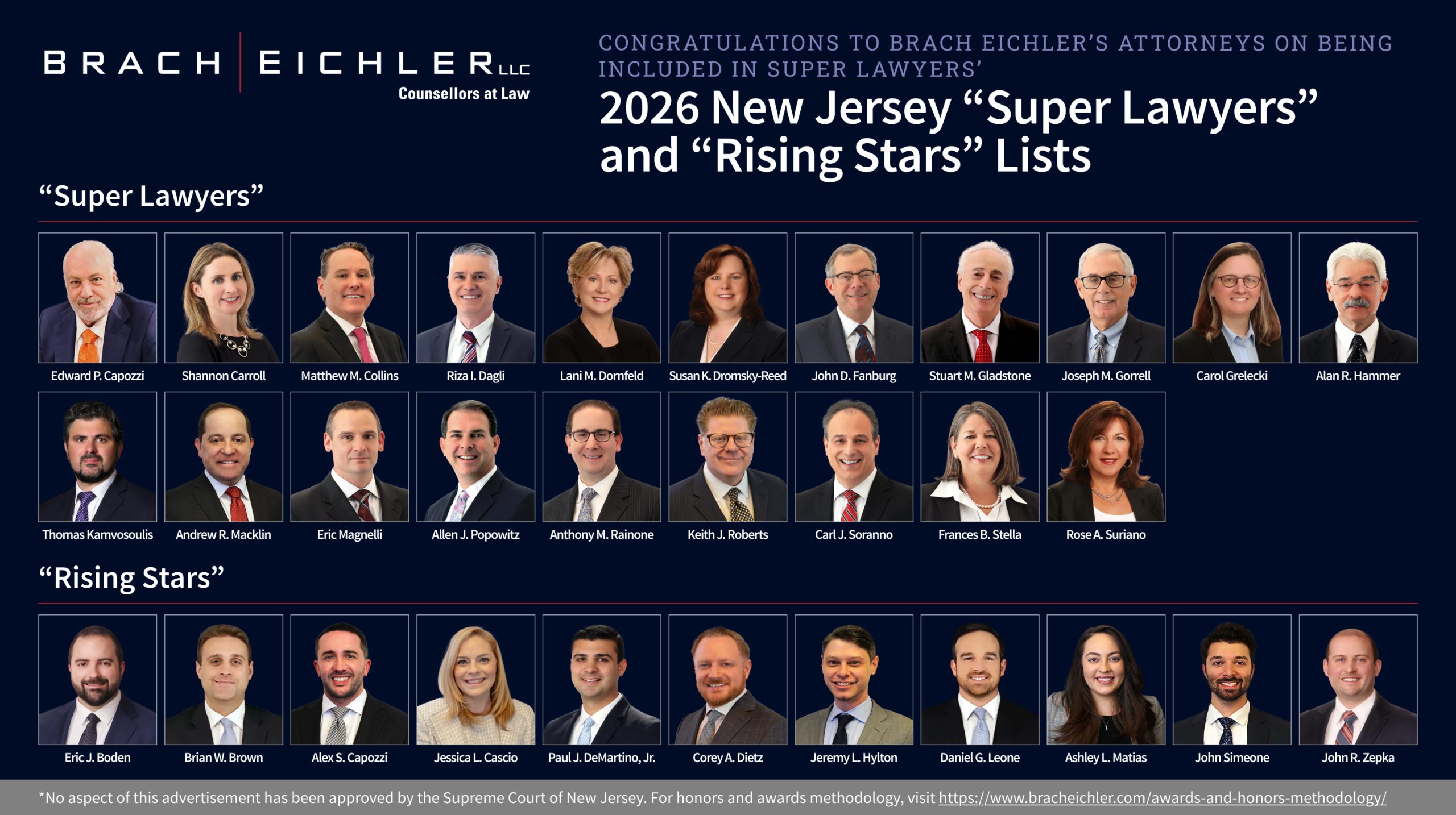 2026 New Jersey Super Lawyers and Rising Stars | Brach Eichler