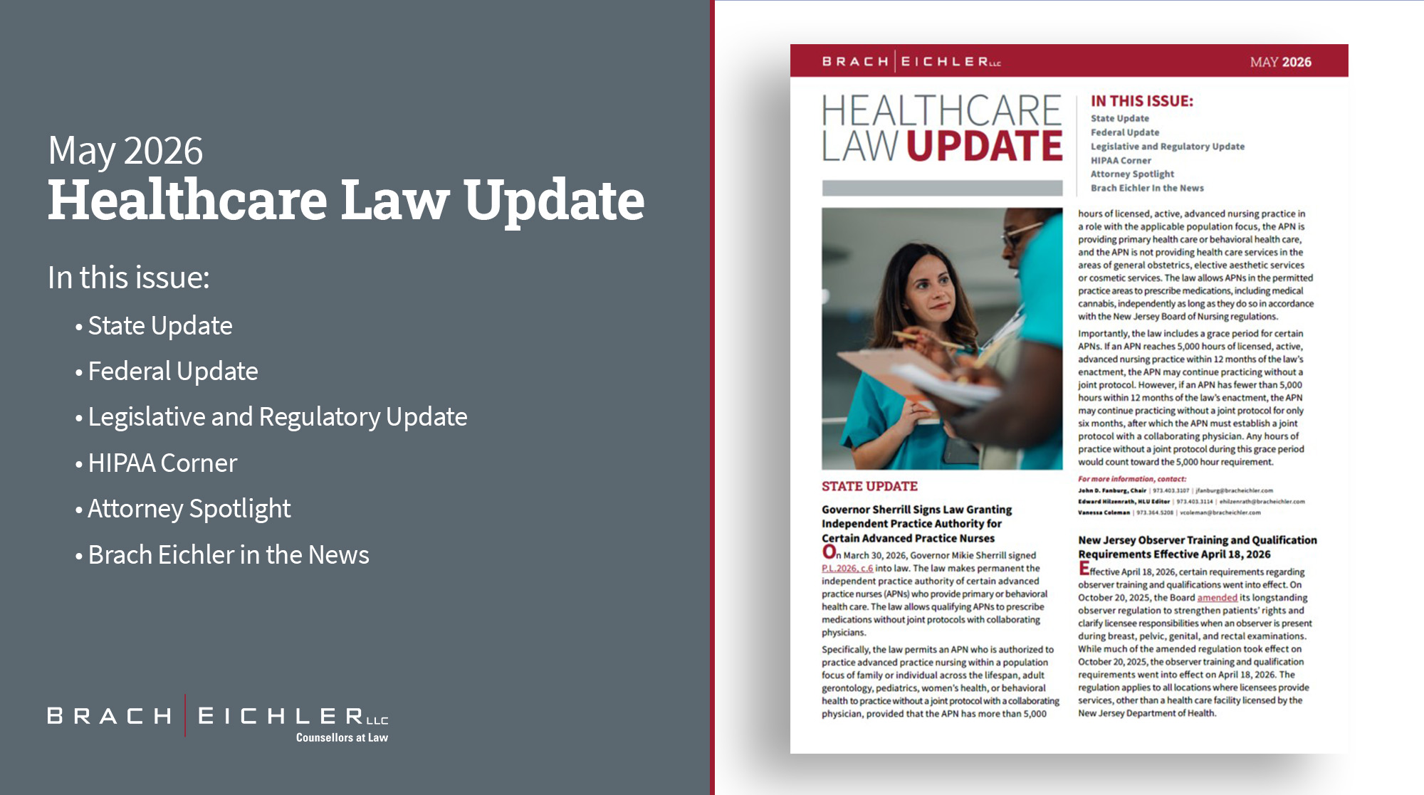 Healthcare Law Update - May 2026 - Brach Eichler