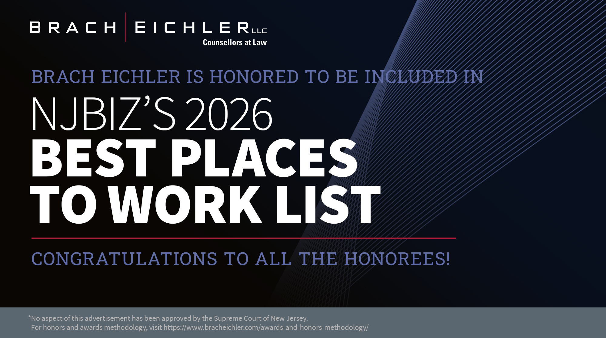 Brach Eichler LLC announcement: "Brach Eichler is honored to be included in NJBIZ's 2026 Best Places to Work List. Congratulations to all the honorees!" | Brach Eichler LLC Brach Eichler LLC announcement: "Brach Eichler is honored to be included in NJBIZ's 2026 Best Places to Work List. Congratulations to all the honorees!"