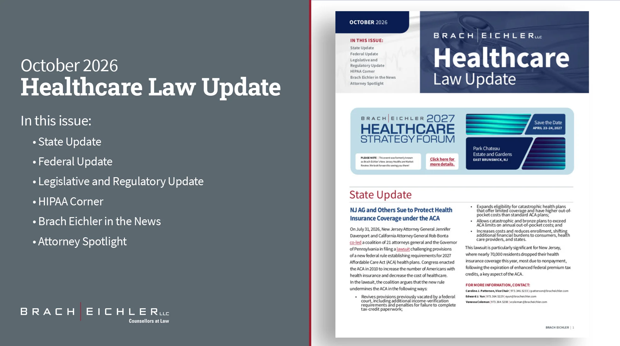 Healthcare Law Update - October 2026 - Brach Eichler