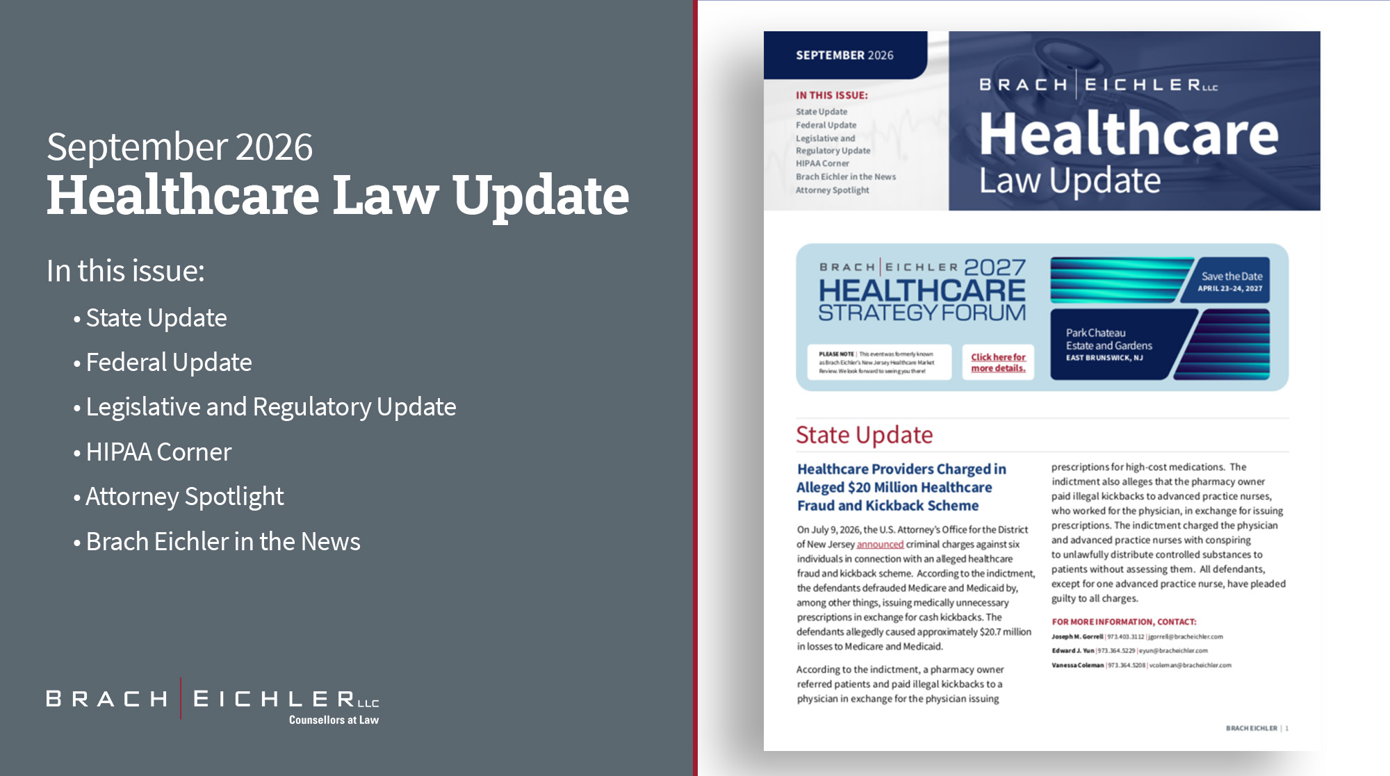 Healthcare Law Update - September 2026 - Brach Eichler