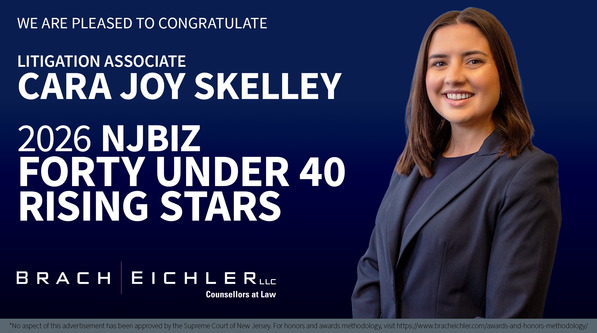 Cara Joy Skelley Honored Among NJBIZ 2026 Rising Stars | Brach Eichler LLC Cara Joy Skelley Honored Among NJBIZ 2026 Rising Stars
